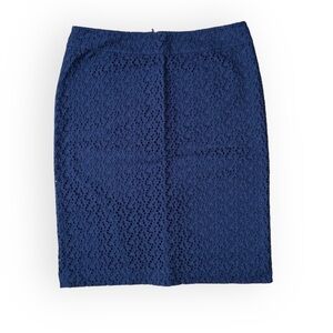 Talbots Cotton Navy Blue Eyelet Classic Pencil Skirt Size 10 Coastal Preppy